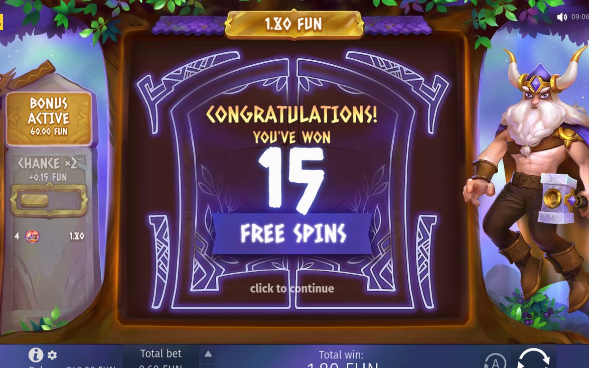 Free spins-rundan efter att Scatter-symbolerna har landat