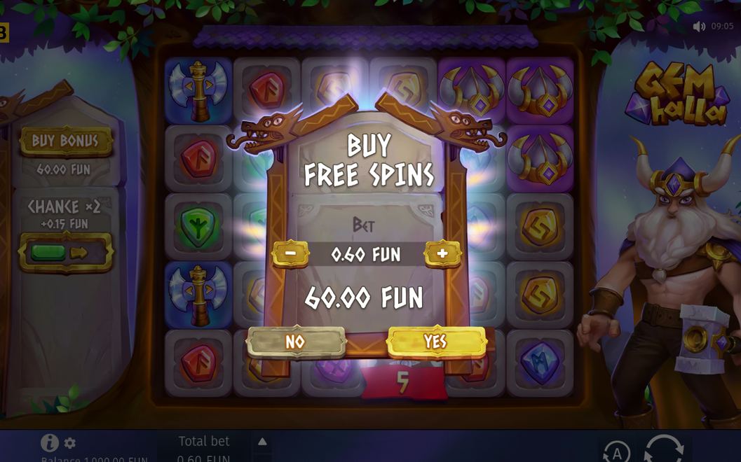 Bonusvyn där fyra Scatter-symboler startar free spins